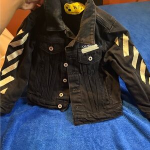 Off-White Black Jean Jacket with White Stripes